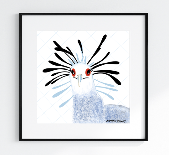 Illustration av Secretary Bird